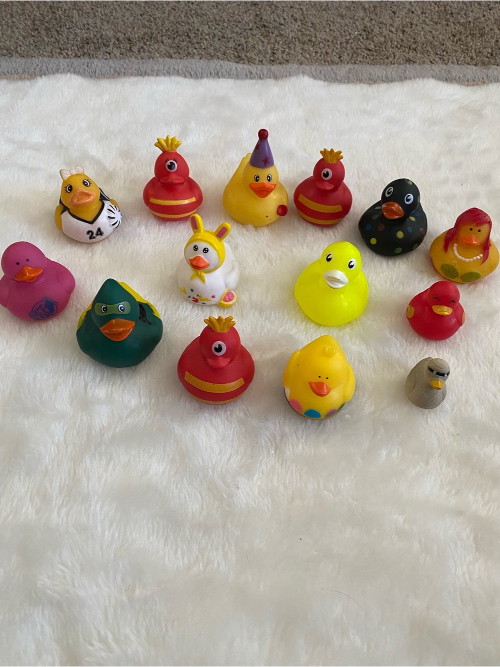 14 Assorted Rubber Duck Bath Toy Set - Bright Multicolor Ducks